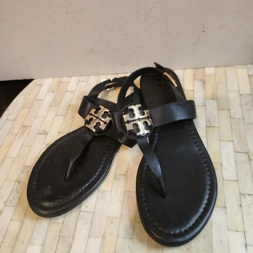 Tory Burch Black Bryce Flat Thong Sandals